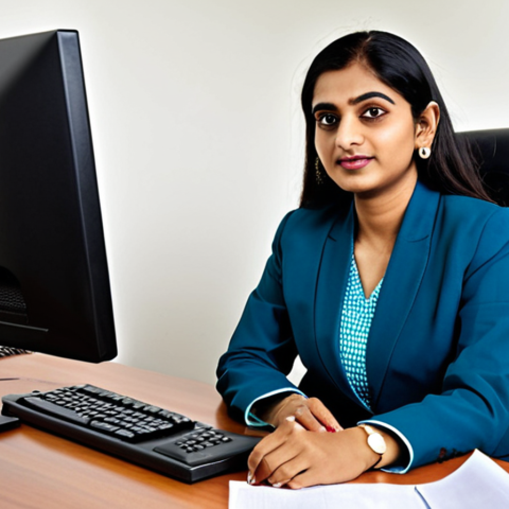 힌디어 유명 작가 - Modern Indian Businesswoman**
"A professional Indian businesswoman in a modest, tailored salwar kam...