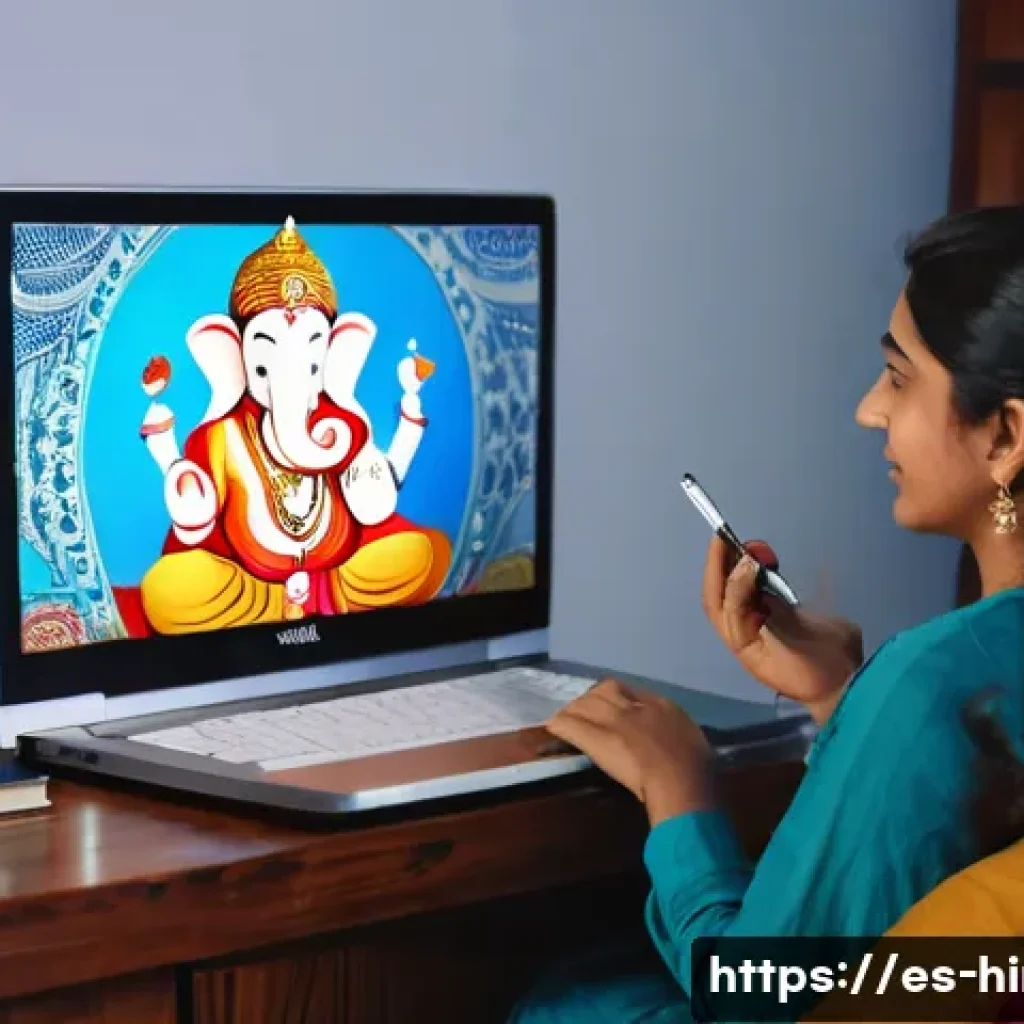 힌디어 회화 연습법 - A cozy living room scene featuring a young Hispanic woman watching a Bollywood movie on a modern fla...